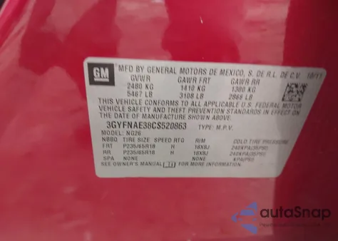 2012 Cadillac Srx Luxury Collection z USA, uszkodzony, nr VIN 3GYFNAE38CS520863